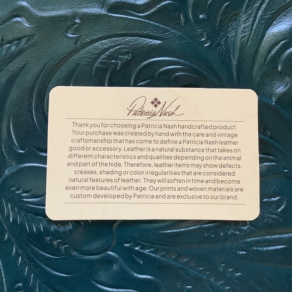 Patricia Nash Blue Coral Floral Tooled Leather Wristlet - Picture 9 of 15